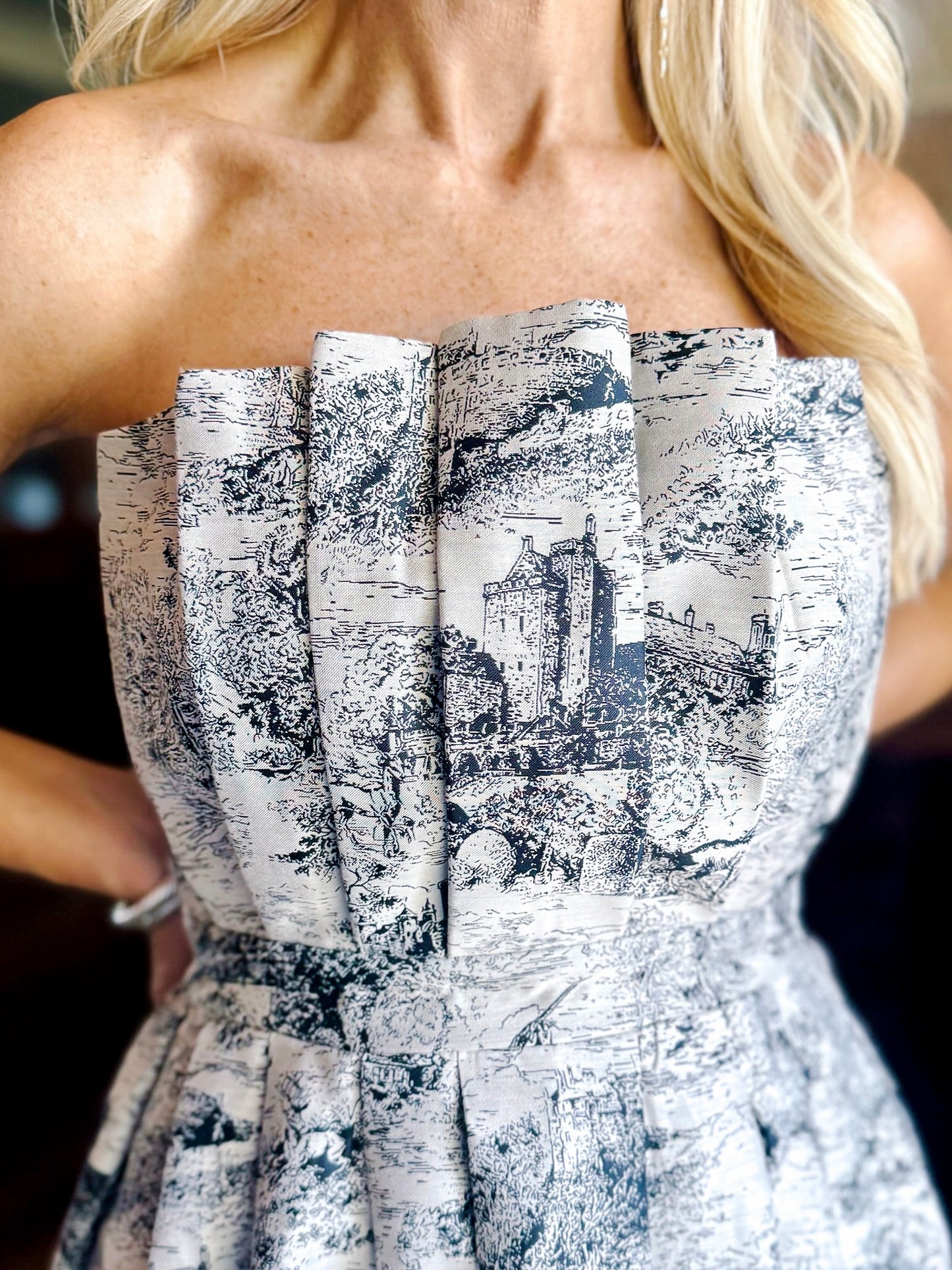 Taylor in Toile dress