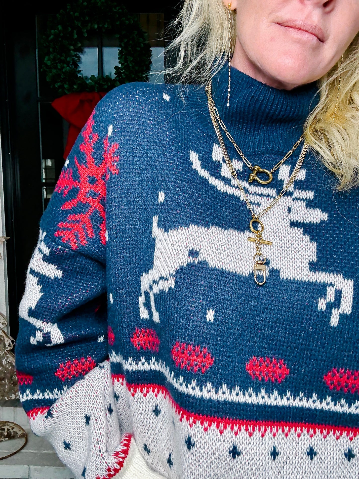 Navy deer sweater