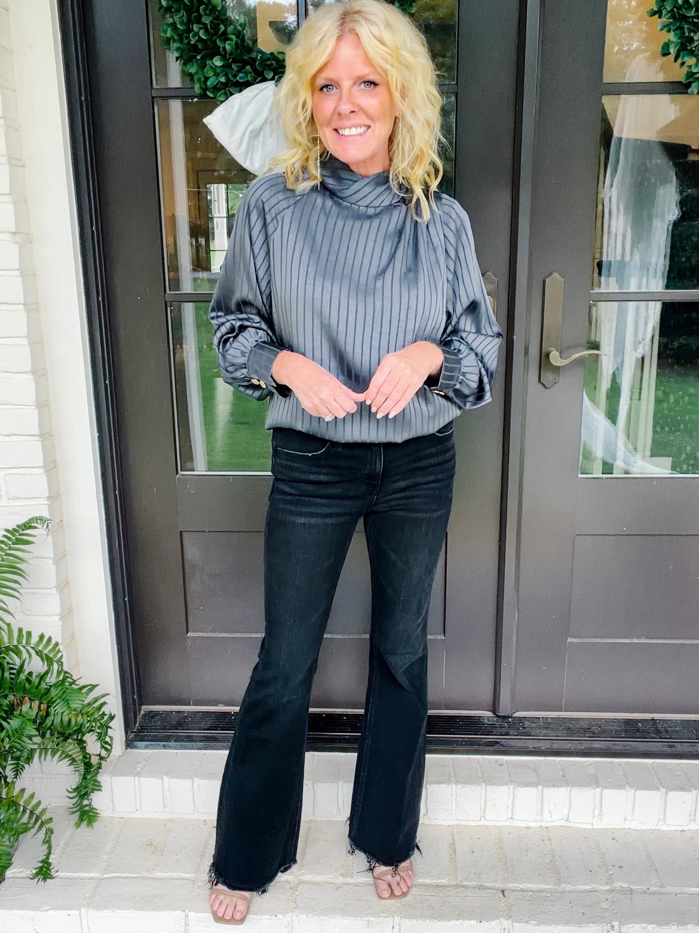 Black Flare midrise denim