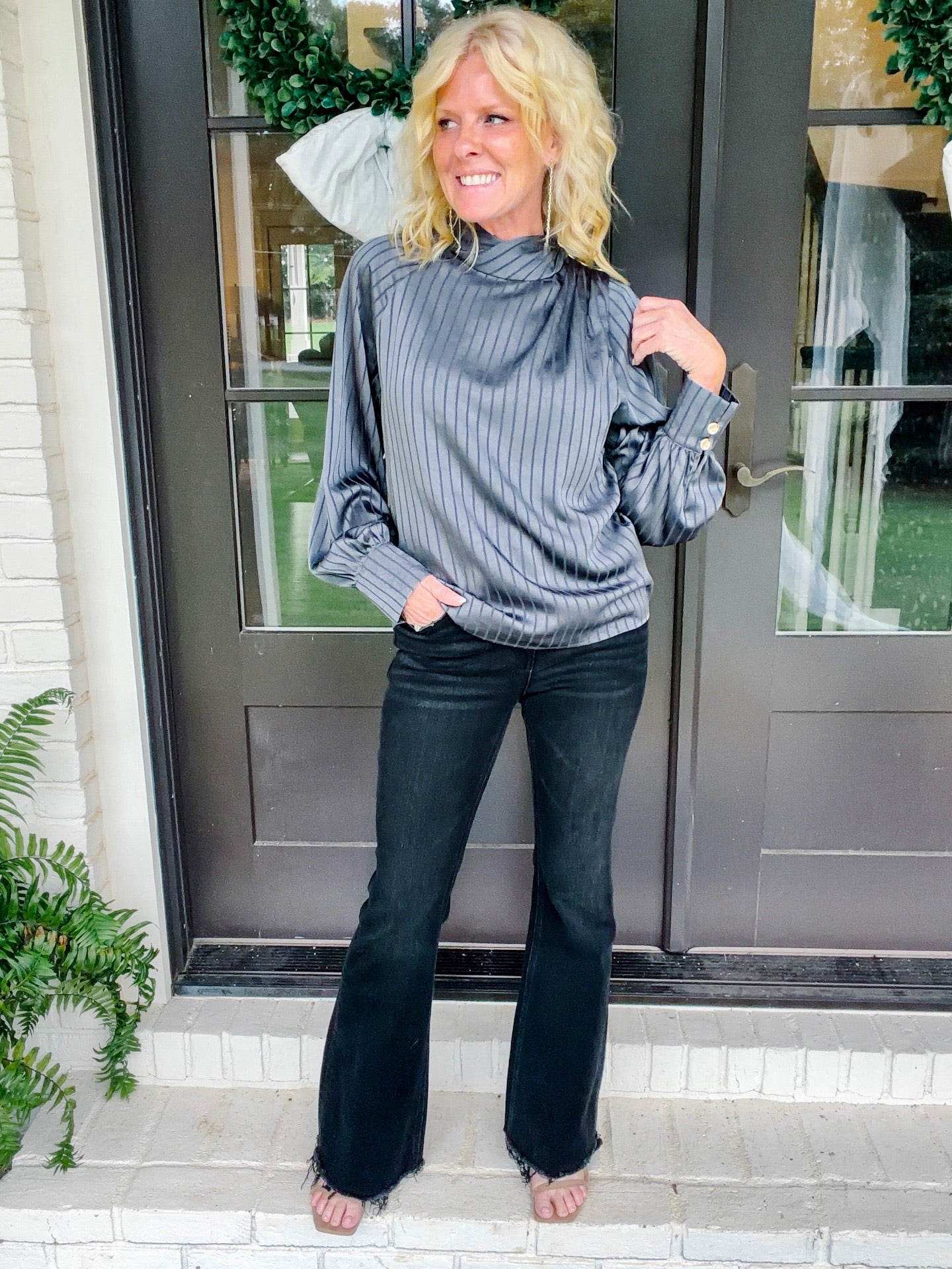 Black Flare midrise denim