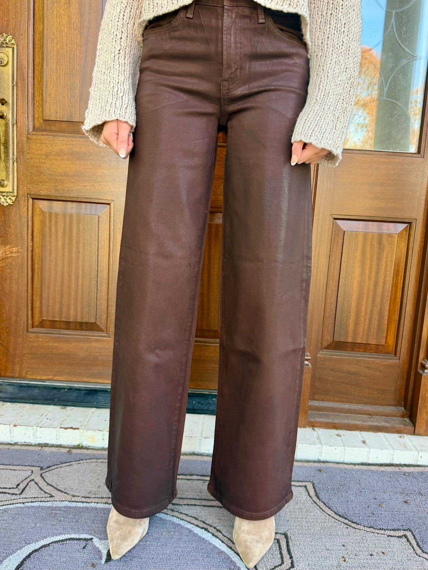 Vervet Brown Coated Denim